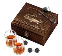 Maverton Coffret Whisky de Pierres avec 2 Verre a whisky dans la boîte personnalisée - Cadeau Anniversaire Homme - Coffret de Pierres avec gravure - Cadeau Noel - cadeau homme - poisson