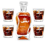 Maverton Décanteur gravé avec 2/4 / 6 verres à Whisky, Ensemble de Carafe avec verres, Whiskey Decanter, Cadeau pour chaque homme - avec personnalisation - Papa