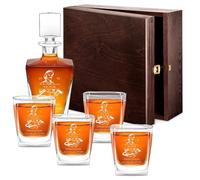 Maverton Décanteur Whisky et 4/6 verres avec gravure pour hommes - Carafe rhum pour gentleman - pour dégustation de scotch cognac - Set Whisky personnalisé - pour connaisseur - pompier