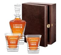 Maverton Ensemble à whisky pour homme - Motif géométrique - Décanteur et 2/4 / 6 verres gravés - Set élégant pour lui - Ensemble à whisky avec personnalisation - Carafe et verres uniques - Témoin