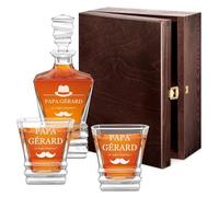 Maverton Ensemble à whisky pour homme - Motif géométrique - Décanteur et 2/4 / 6 verres gravés - Set élégant pour lui - Ensemble à whisky avec personnalisation - Carafe et verres uniques - Sagesse