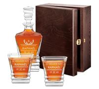 Maverton Ensemble à whisky pour homme - Motif géométrique - Décanteur et 2/4 / 6 verres gravés - Set élégant pour lui - Ensemble à whisky avec personnalisation - Carafe et verres uniques - Style