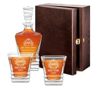 Maverton Ensemble à whisky pour homme - Motif géométrique - Décanteur et 2/4 / 6 verres gravés - Set élégant pour lui - Ensemble à whisky avec personnalisation - Carafe et verres uniques - Chiffre