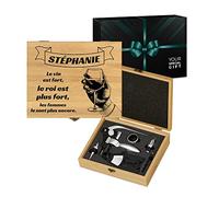 Maverton Ensemble d'accessoires pour vin dans Le Coffret en Bois de Bambou, Accessoires Vin avec la boîte gravée, Cadeau pour Chaque Femme - avec Personnalisation - Fort