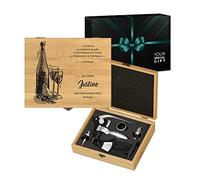 Maverton Ensemble d'accessoires pour vin dans Le Coffret en Bois de Bambou, Accessoires Vin avec la boîte gravée, Cadeau pour Chaque Femme - avec Personnalisation - goût