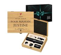 Maverton Ensemble d'accessoires pour vin pour femme - Set a vin dans coffret en Bois de Bambou - Boîte personnalisée - Jeu d'Accessoires pour Vin pour elle - Pour anniversaire - SURVIE