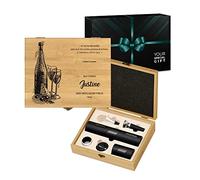 Maverton Ensemble d'accessoires pour vin pour femme - Set a vin dans coffret en Bois de Bambou - Boîte personnalisée - Jeu d'Accessoires pour Vin pour elle - Pour anniversaire - BOUTEILLE