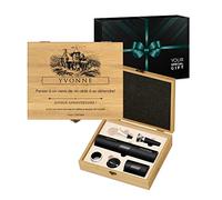 Maverton Ensemble d'accessoires pour vin pour femme - Set a vin dans coffret en Bois de Bambou - Boîte personnalisée - Jeu d'Accessoires pour Vin pour elle - Pour anniversaire - CHÂTEAU