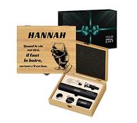 Maverton Ensemble d'accessoires pour vin pour femme - Set a vin dans coffret en Bois de Bambou - Boîte personnalisée - Jeu d'Accessoires pour Vin pour elle - Pour anniversaire - BON