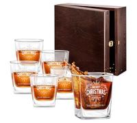 Maverton Ensemble de 6 Verre a whisky pour proches 250 ml - Verres gravés pour connaisseurs de whisky - Cadeau Personnalisé Femme pour Noël - Idee Cadeau Femme - Cadeaux Noel Original- Merry Christmas