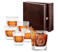 Maverton Ensemble de 6 Verres à whisky pour couples - Cadeau d’anniversaire - Pour connaisseurs de whisky - Cadeau personnalisé pour jeunes mariés - Mme & M