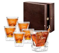 Maverton Ensemble de 6 Verres à whisky pour homme - Avec motif décoratif - Verres gravés - Verrerie élégante pour lui - Verre à whisky au design unique avec personnalisation - Noël