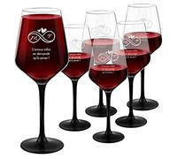 Maverton Ensemble de 6 Verres personnalisés à vin pour couples - Verres classiques pour anniversaire - Verre gravé pour mariage - Verre à pied noir pour jeunes mariés - Eternité