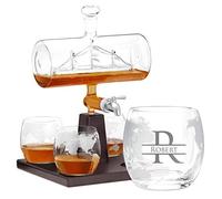 Maverton Ensemble de Carafe a Whisky et 4 Verres à Whisky Gravés - 1000 ML Original Carafe en verre - Idee Cadeau homme personnalisé - Cadeau anniversaire homme - Lettre 2