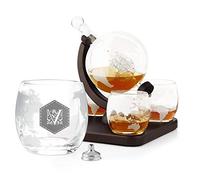 Maverton Ensemble de Carafe avec 4 Verres Gravés - Cadeau couples - 850 ml Carafe Globe - Échantillons
