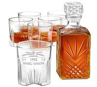 Maverton Ensemble de Carafe en cristal et 6 verres gravés - Whisky set pour gentleman - Cadeau d’anniversaire pour homme - Décanteur avec 6 verres personnalisés - Whiskey