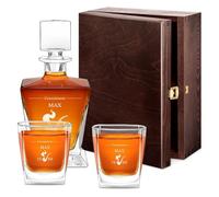 Maverton Ensemble de Carafe et 2/4 / 6 verres à whisky avec personnalisation - Set en verre transparent pour homme - pour anniversaire - pour lui - pour dégustation de whiskey - connaisseur