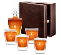 Maverton Ensemble de Carafe et 4/6 Verres à personnaliser - 0,8l Décanteur Whiskey + 2/4/6 Verres de 250ml - Souvenir pour homme - Service à Whisky pour lui - pour anniversaire - Gentleman