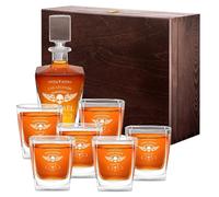 Maverton Ensemble de Carafe et 6 Verres à Whiskey avec gravure pour homme - Set Whisky personnalisé pour lui - anniversaire - pour rhum cognac bourbon - pour gentleman - legende