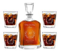 Maverton Ensemble de Carafe et Verres a Whisky Rhum Cognac Avec 4/6 Verres a Whisky Gravés Cadeau couple - 700 ml Service Universel - Cadeau Personnalisé Anniversaire Mariage - Couple marié