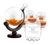 Maverton Ensemble de Carafe Globe avec 6 verres gravés - Whiskey Set personnalisé - Cadeau d’anniversaire pour homme - Décanteur et verres - anniversaire