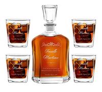 Maverton Ensemble de Carafes Personnalisés a Whisky Rhum Cognac Avec 4/6 Verres a Whisky Gravés pour couple - 700 ml Service Universel Verre Whisky et Carafe - Famille