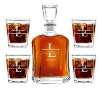 Maverton Ensemble de Carafes Personnalisés a Whisky Rhum Cognac Avec 4/6 Verres a Whisky Gravés pour femmes - 700 ml Service Universel Verre Whisky et Carafe - Cadeau Noel - Nom