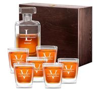 Maverton Ensemble de Carafes Personnalisés a Whisky Rhum Cognac Avec 6 Verres a Whisky Gravés - 700 ml Service Universel Verre Whisky et Carafe - Monogramme