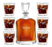 Maverton Ensemble de Carafes Personnalisés a Whisky Rhum Cognac Avec 6 Verres a Whisky Gravés - 700 ml Service Universel Verre Whisky et Carafe - Mon amour