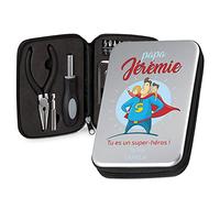 Maverton Ensemble d'outils dans une trousse en aluminium personnalisée - Boîte à outils personnalisée pour l’homme - Pour les bricoleurs - Cadeau d’anniversaire - Super-héros