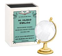 Maverton Globe Terrestre en verre + Boîte personnalisée pour lui - Boule en cristal Carte du monde - pour hommes - pour anniversaire - deco bureau - pour papa - pour prof - prof