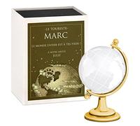 Maverton Globe Terrestre en verre + Boîte personnalisée pour lui - Boule en cristal Carte du monde - pour hommes - pour anniversaire - deco bureau - pour papa - pour prof - monde entier