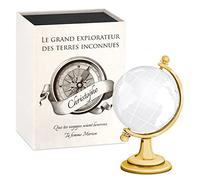 Maverton Globe Terrestre en verre + Boîte personnalisée pour lui - Boule en cristal Carte du monde - pour hommes - pour anniversaire - deco bureau - pour papa - pour prof - mari