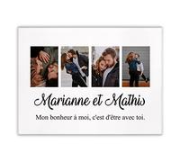 Maverton Image sur Toile - Cadre personnalisable avec votre Photo - pour parents - décoration murale moderne pour couples - souvenir pour jeunes mariés - mariage - noces - Bonheur - 30 x 40 cm
