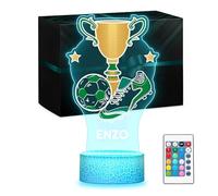 Maverton Lampe de chevet personnalisée foot 3D LED RGB 16 Couleurs - Maillot de l'Équipe Nationale Personnalisé - Football Enfant, Cadeau Garçon 10-12 ans Pour les Fans de Football, Pour les Hommes