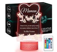 Maverton Lampe LED Personnalisée Pour Maman - Lampe Photo Personnalisé - Cadeau Personnalisé Fete des Meres - Cadeau Maman Anniversaire - Plaque Acrylique 22x15cm avec Socle Lumineux - fleurs