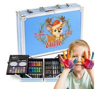 Maverton Malette Dessin Enfant personnalisable - Kit Dessin Coffret Artiste 34x23cm avec prénom - Idee Cadeau Fille Garcon Enfant - Valise Crayon Feutres Pastels - Cadeau Personnalisé - Noël