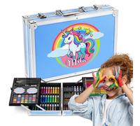 Maverton Malette Dessin Enfant personnalisable - Kit Dessin Coffret Artiste 34x23cm avec prénom - Idee Cadeau Fille Garcon Enfant - Valise Crayon Feutres Pastels - Cadeau Personnalisé - licorne
