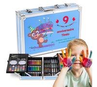 Maverton Malette Dessin Enfant personnalisable - Kit Dessin Coffret Artiste 34x23cm avec prénom - Idee Cadeau Fille Garcon Enfant - Valise Crayon Feutres Pastels - Cadeau Personnalisé - anniversaire