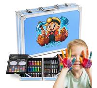 Maverton Malette Dessin Enfant personnalisable - Kit Dessin Coffret Artiste 34x23cm avec prénom - Idee Cadeau Fille Garcon Enfant - Valise Crayon Feutres Pastels - Cadeau Personnalisé - bricoleur