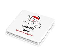 Maverton Miroir de Poche personalisé en Cuir Blanc - Accessoire pour Trousse de Maquillage - Outil de Maquillage pour Jeune Fille - Cadeau Parfait pour Femmes - Femme