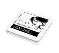 Maverton Miroir de Poche personalisé en Cuir Blanc - Accessoire pour Trousse de Maquillage - Outil de Maquillage pour Jeune Fille - Cadeau Parfait pour Femmes - Magnifique