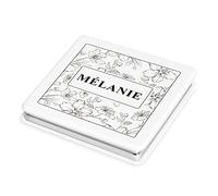 Maverton Miroir de Poche personalisé en Cuir Blanc - Accessoire pour Trousse de Maquillage - Outil de Maquillage pour Jeune Fille - Cadeau Parfait pour Femmes - Feuilles