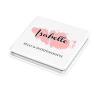 Maverton Miroir de Poche personalisé en Cuir Blanc - Accessoire pour Trousse de Maquillage - Outil de Maquillage pour Jeune Fille - Cadeau Parfait pour Femmes - Indépendante