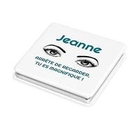 Maverton Miroir de Poche personalisé en Cuir Blanc - Accessoire pour Trousse de Maquillage - Outil de Maquillage pour Jeune Fille - Cadeau Parfait pour Femmes - Yeux