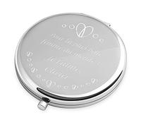 Maverton Miroir de Poche personnalisé - Couleur : Argent - Accessoires de Maquillage - Cadeau Parfait pour Les Femmes - Cadeaux d’Anniversaire pour Fille - Graphique