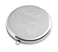 Maverton Miroir de Poche personnalisé - Couleur : Argent - Accessoires de Maquillage - Cadeau Parfait pour Les Femmes - Cadeaux d’Anniversaire pour Fille - Déesse