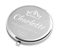 Maverton Miroir de Poche personnalisé - Couleur : Argent - Accessoires de Maquillage - Cadeau Parfait pour Les Femmes - Cadeaux d’Anniversaire pour Fille - Couronner
