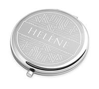 Maverton Miroir de Poche personnalisé - Couleur : Argent - Accessoires de Maquillage - Cadeau Parfait pour Les Femmes - Cadeaux d’Anniversaire pour Fille - Ornements