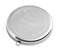 Maverton Miroir de Poche personnalisé - Couleur : Argent - Accessoires de Maquillage - Cadeau Parfait pour Les Femmes - Cadeaux d’Anniversaire pour Fille - Belle